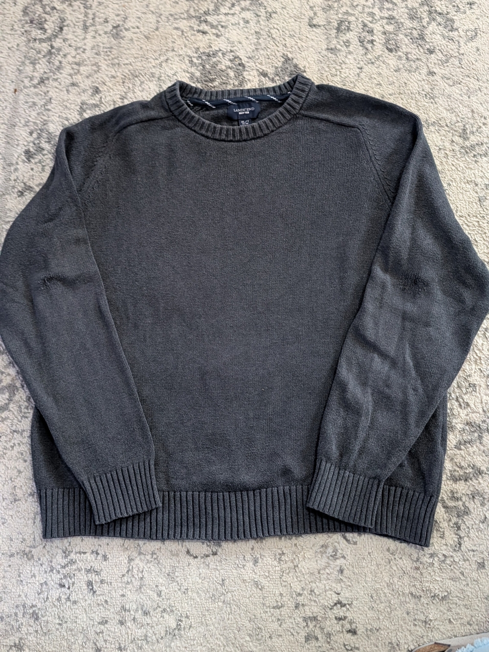 Lands' End Men's Black Crewneck Sweater